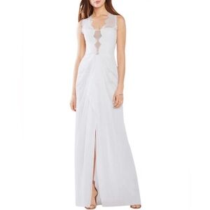 BCBGMaxAzria White Lace Detail Gown